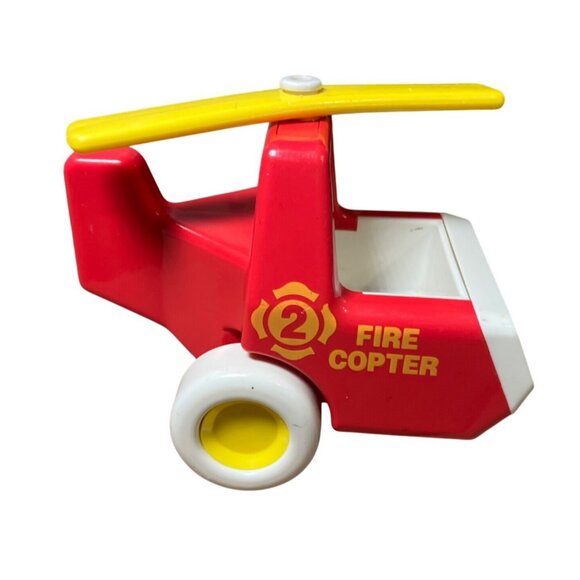 Bandai Tonka 1987 Fire Copter Toy Helicopter Red & Yellow Plastic Model - Picture 8 of 11